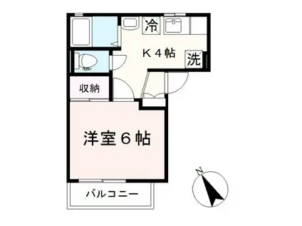 ペアトゥリーBII(1K/2階)の間取り写真