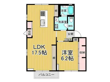 ラフォーレ ハピネスC(1LDK/1階)の間取り写真