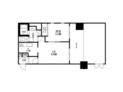 パークハウス新中野ディーセント(1LDK/1階)の間取り写真