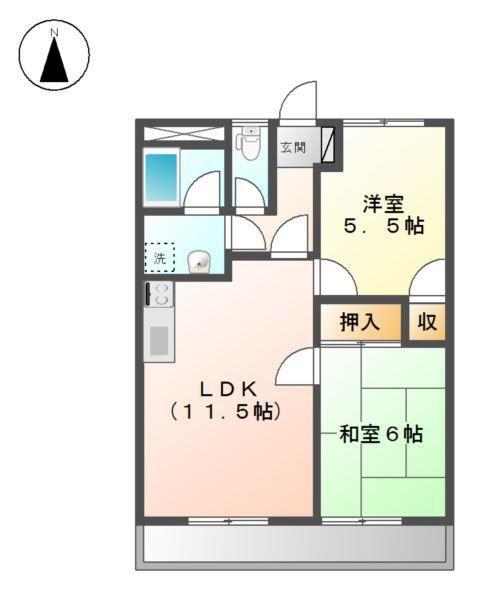 エスポワールJUN2番館(2LDK/1階)の間取り写真