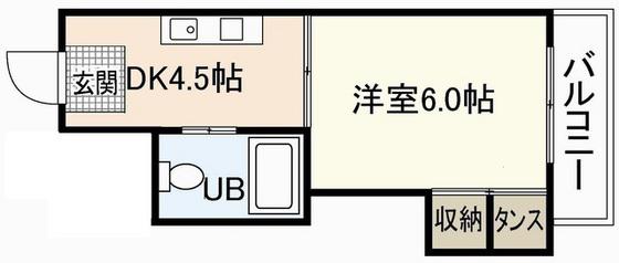 柳川ビル(1DK/2階)の間取り写真