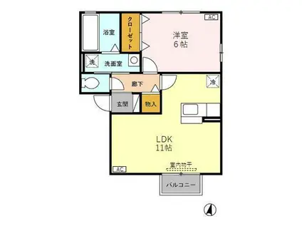 アトリオ小新(1LDK/2階)の間取り写真