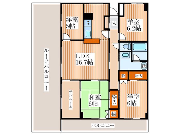 ラフォーレ田無(4LDK/6階)の間取り写真