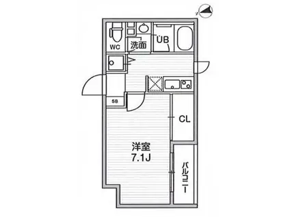 四谷坂町レジデンス(1K/2階)の間取り写真