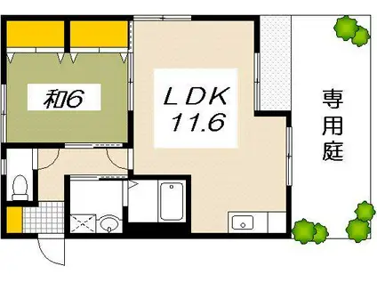 恵夢参番館(1LDK/1階)の間取り写真