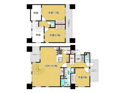 アルカディア八木(3LDK/6階)の間取り写真