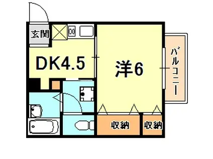 中山手ガーデンパレス A棟(1DK/1階)の間取り写真