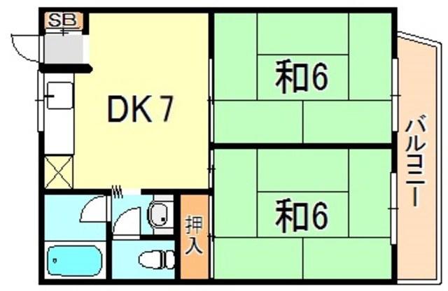 山崎ビル(2DK/3階)の間取り写真