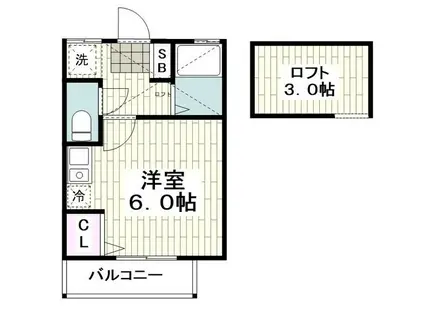 プランドール(ワンルーム/2階)の間取り写真