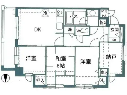 ロイヤルリバーレジデンス(3SDK/3階)の間取り写真