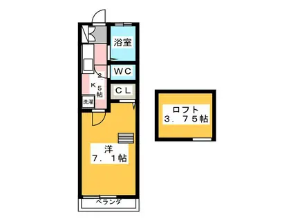 ヒカリハイツ(1K/2階)の間取り写真