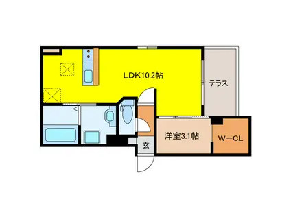 D-HILLS緑ヶ丘(1LDK/1階)の間取り写真