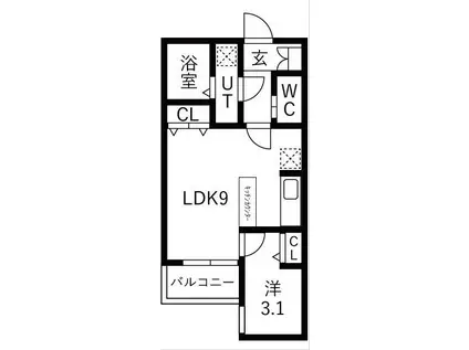 FIKA道徳(1LDK/2階)の間取り写真