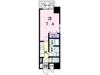 フォンテーヌ 加賀屋(1K/5階)の間取り写真