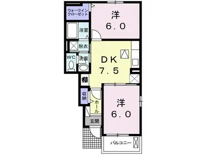 シンシア・II(2DK/1階)の間取り写真