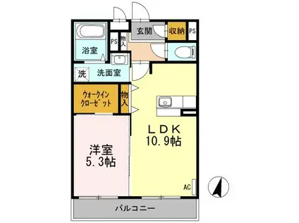 ボヌール・コート立町(1LDK/2階)の間取り写真