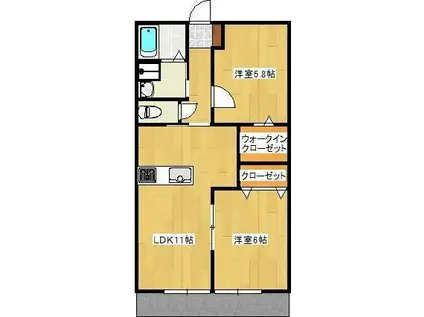 レゾリュート(2LDK/1階)の間取り写真