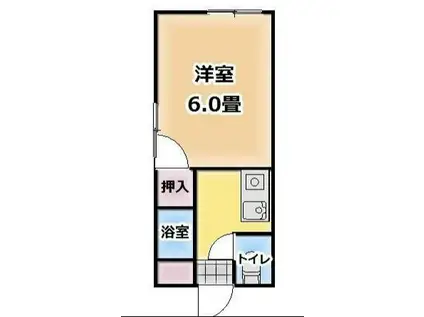 城ヶ丘コーポ西山(1DK/2階)の間取り写真