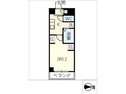 グランディア平安通(1K/2階)の間取り写真