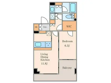 パークホームズ白金高輪アーバンレジ(1LDK/1階)の間取り写真