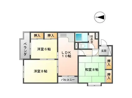 プレジデント福乃宮(3LDK/4階)の間取り写真