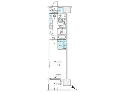 ロイヤルパークス有明(1K/8階)の間取り写真