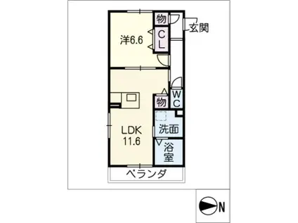 メルベーユ(1LDK/2階)の間取り写真