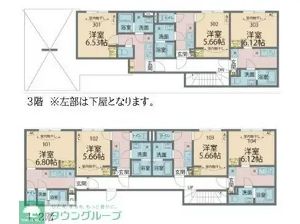 カインドネス武蔵浦和II(1K/3階)の間取り写真