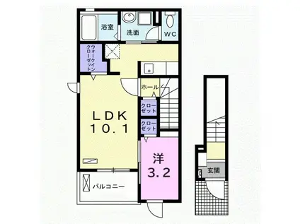 アエル富士(1LDK/2階)の間取り写真