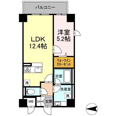 セブンリリー矢巾(1LDK/7階)の間取り写真