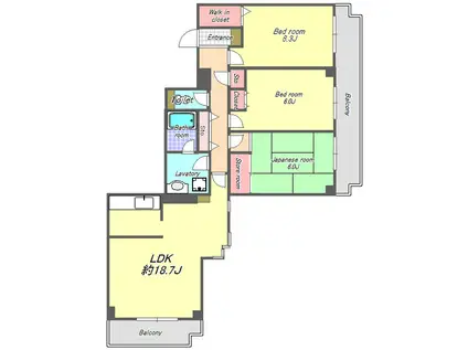 グリーンヒル鷺沼(3LDK/5階)の間取り写真