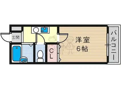 アビテII(1K/4階)の間取り写真