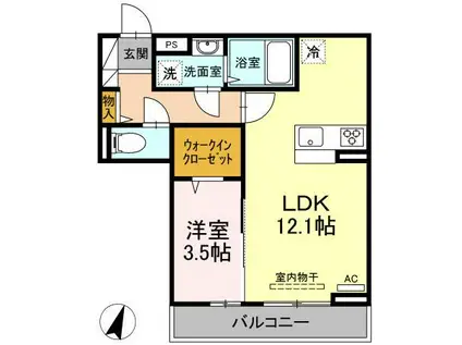 アサヒパレス久保田 A棟(1LDK/2階)の間取り写真