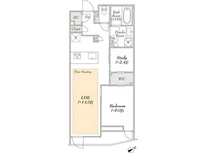 LUMIEC SUITE EBISU(1SLDK/2階)の間取り写真