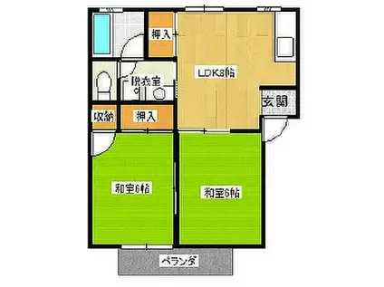 メゾンノーブル(2DK/2階)の間取り写真