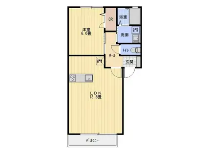 グレースK(1LDK/2階)の間取り写真