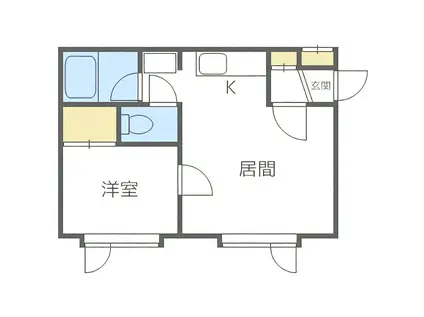 アーバンコート菊水II(1DK/2階)の間取り写真