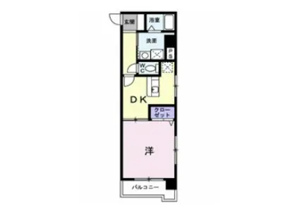 ユウメイトビル(1DK/2階)の間取り写真