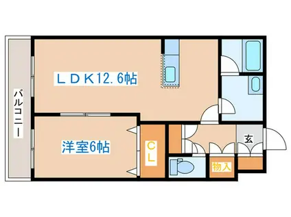 DEAR COURT IS西町(1LDK/2階)の間取り写真
