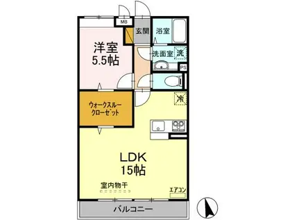 メゾンシャルマン(1LDK/2階)の間取り写真
