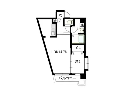 ポラリス北山(1LDK/5階)の間取り写真
