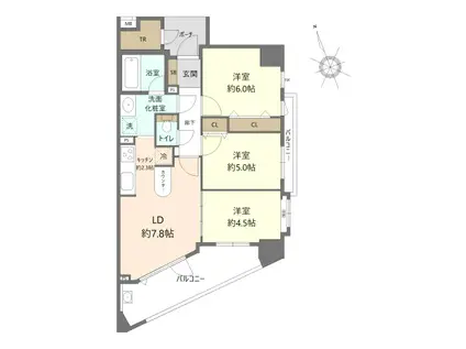 ラングマンション立川(2LDK/8階)の間取り写真