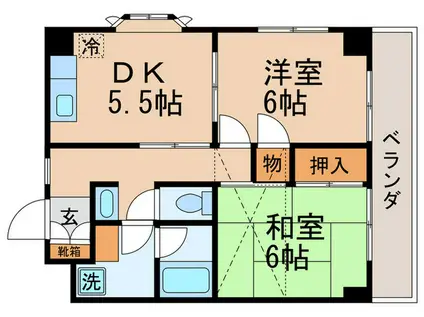 アレックスシュロス(2DK/6階)の間取り写真