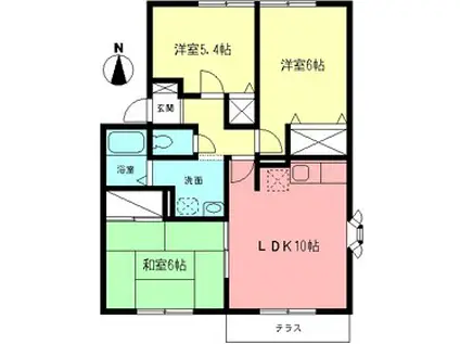 メゾン白井B(3LDK/1階)の間取り写真