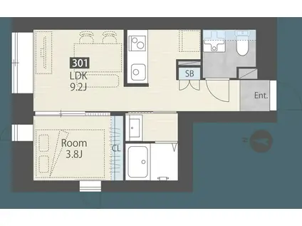 菊川レーベル(1LDK/3階)の間取り写真