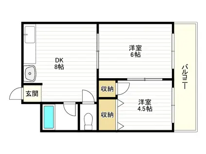 ハーベスト(2DK/1階)の間取り写真