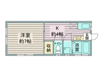 メルシーハイツ東毛呂(1K/1階)の間取り写真