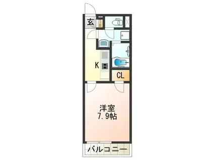 クレイノグランメゾンアオイ(1K/1階)の間取り写真