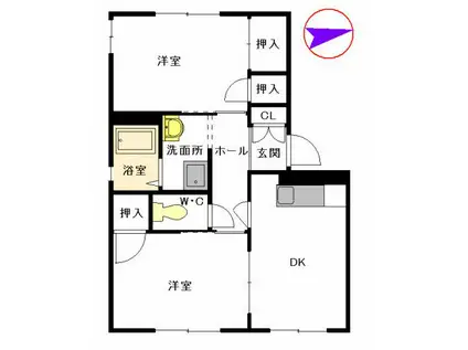 フォンテ月見ケ丘参番館(1LDK/1階)の間取り写真