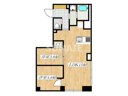 オープンブルーム尾久(2LDK/3階)の間取り写真